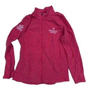 Pink Memorial Hospital Fleece Zip Up Jacket Sz M Hospital Scrub breast cancer